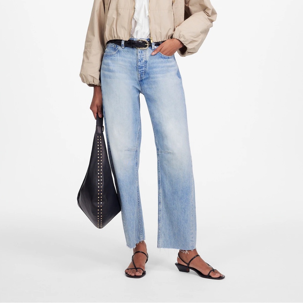 Madewell darted barrel leg Jean